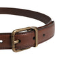 Men Brown Classic Leather Metal Buckle Belt