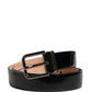 Men Black Classic Leather Metal Buckle Belt