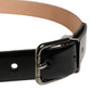 Men Black Classic Leather Metal Buckle Belt