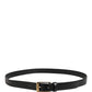 Men Black Classic Leather Metal Buckle Belt
