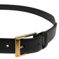Men Black Classic Leather Metal Buckle Belt