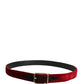 Men Burgundy Velvet Cotton Metal Buckle Belt