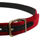 Men Burgundy Velvet Cotton Metal Buckle Belt