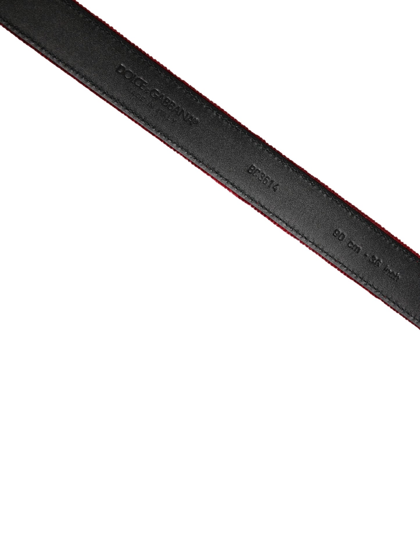 Men Burgundy Velvet Cotton Metal Buckle Belt