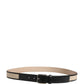 Men Beige Woven Leather Metal Buckle Belt