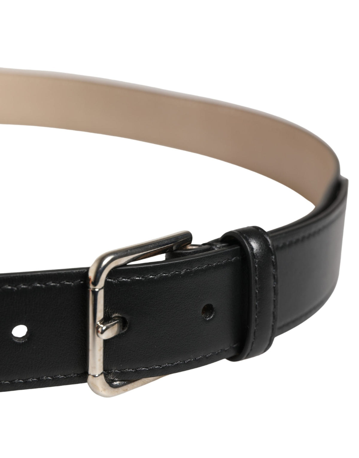 Men Beige Woven Leather Metal Buckle Belt