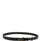 Men Black Classic Leather Logo Buckle Belt