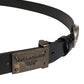 Men Black Classic Leather Logo Buckle Belt