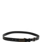Men Black Classic Leather Logo Buckle Belt