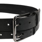Black Double Strap Leather Silver Buckle Belt