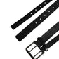 Black Double Strap Leather Silver Buckle Belt