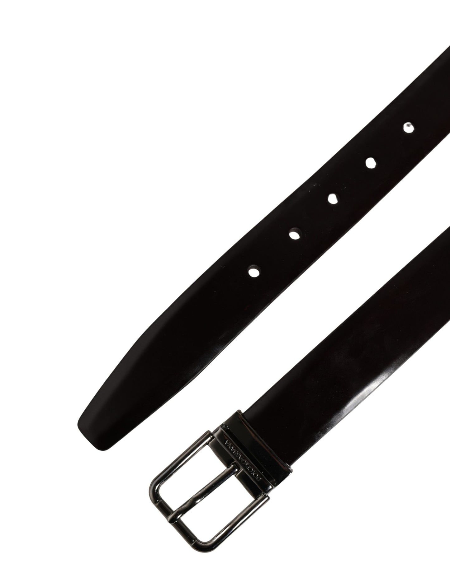 Men Black Calfskin Leather Metal Buckle Belt