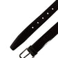 Men Black Calfskin Leather Metal Buckle Belt