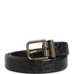 Men Black Exotic Leather Metal Buckle Belt