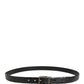 Men Black Exotic Leather Metal Buckle Belt