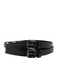 Black Double Strap Leather Silver Buckle Belt