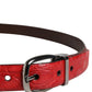 Men Red Exotic Leather Metal Buckle Belt