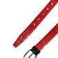 Men Red Exotic Leather Metal Buckle Belt