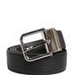 Men Black Classic Leather Metal Buckle Belt