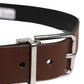 Men Brown Classic Leather Metal Buckle Belt