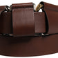 Men Brown Classic Leather Metal Buckle Belt