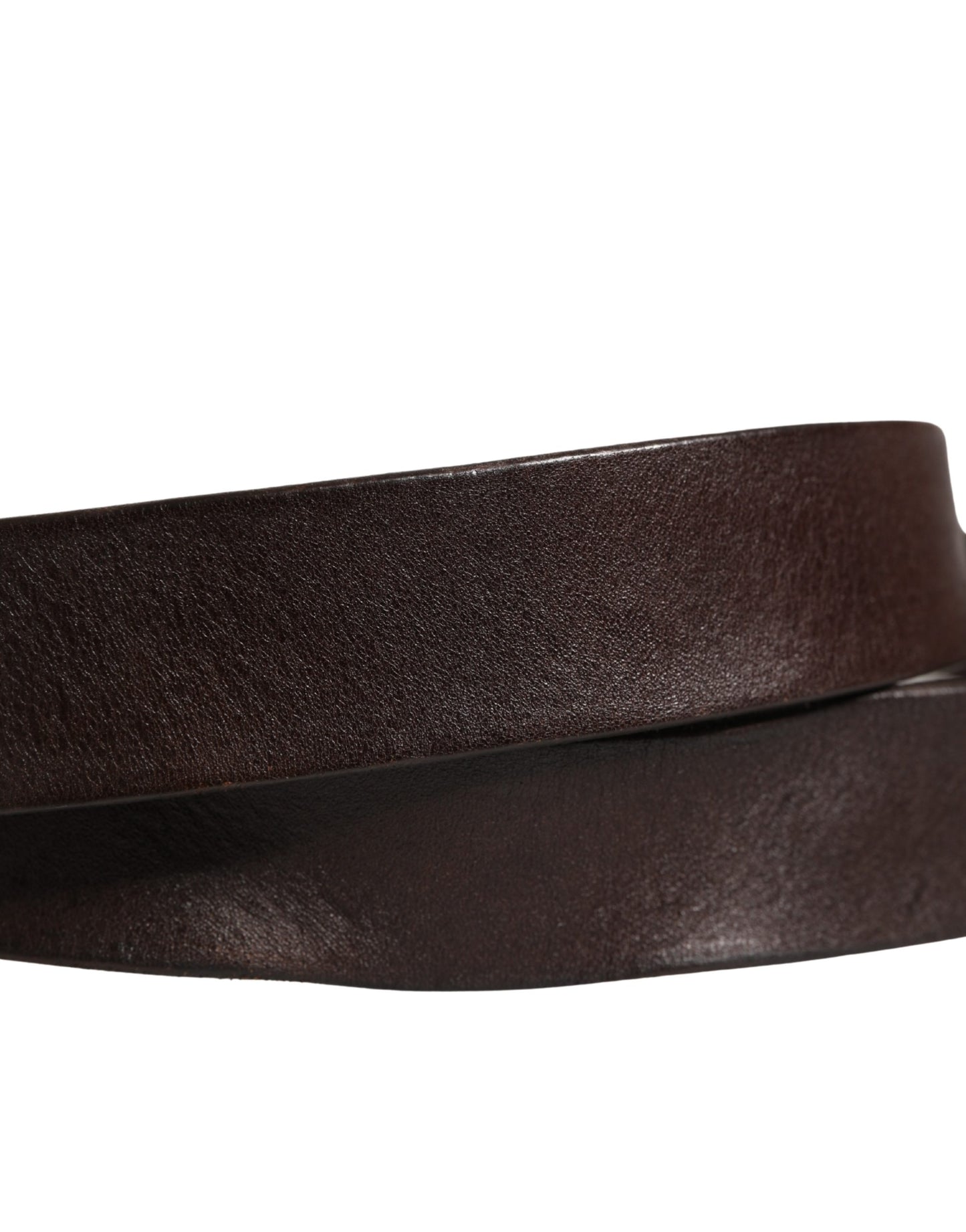 Men Brown Leather Logo Metal Buckle Belt