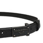 Men Black Calf Leather Logo Metal Buckle Belt