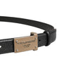 Men Black Calf Leather Logo Metal Buckle Belt
