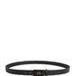 Men Black Classic Leather Logo Buckle Belt