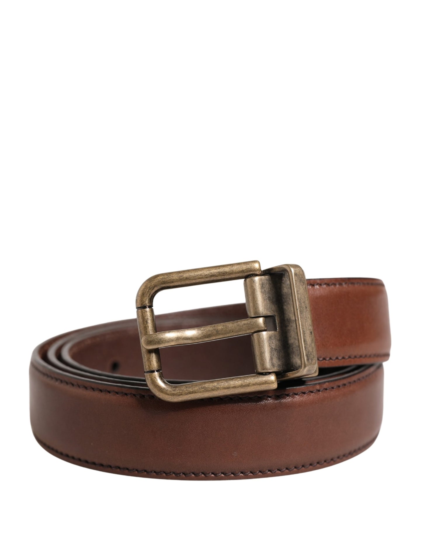 Men Brown Classic Leather Metal Buckle Belt