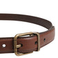 Men Brown Classic Leather Metal Buckle Belt