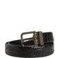 Men Black Exotic Leather Metal Buckle Belt