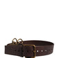 Men Brown Calfskin Leather Metal Buckle Belt