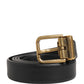 Men Black Classic Leather Metal Buckle Belt