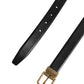 Men Black Classic Leather Metal Buckle Belt