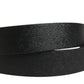 Black Classic Leather Logo Metal Buckle Belt