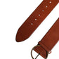 Men Brown Leather Wide Waist Metal Round Buckle Belt