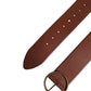 Brown Leather Wide Waist Metal Round Belt