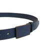 Men Blue Calf Leather Logo Metal Buckle Belt