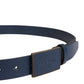 Blue Calfskin Leather Logo Metal Buckle Belt
