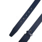 Men Blue Calf Leather Logo Metal Buckle Belt