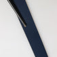 Men Blue Calf Leather Logo Metal Buckle Belt
