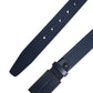Men Blue Calf Leather Logo Metal Buckle Belt