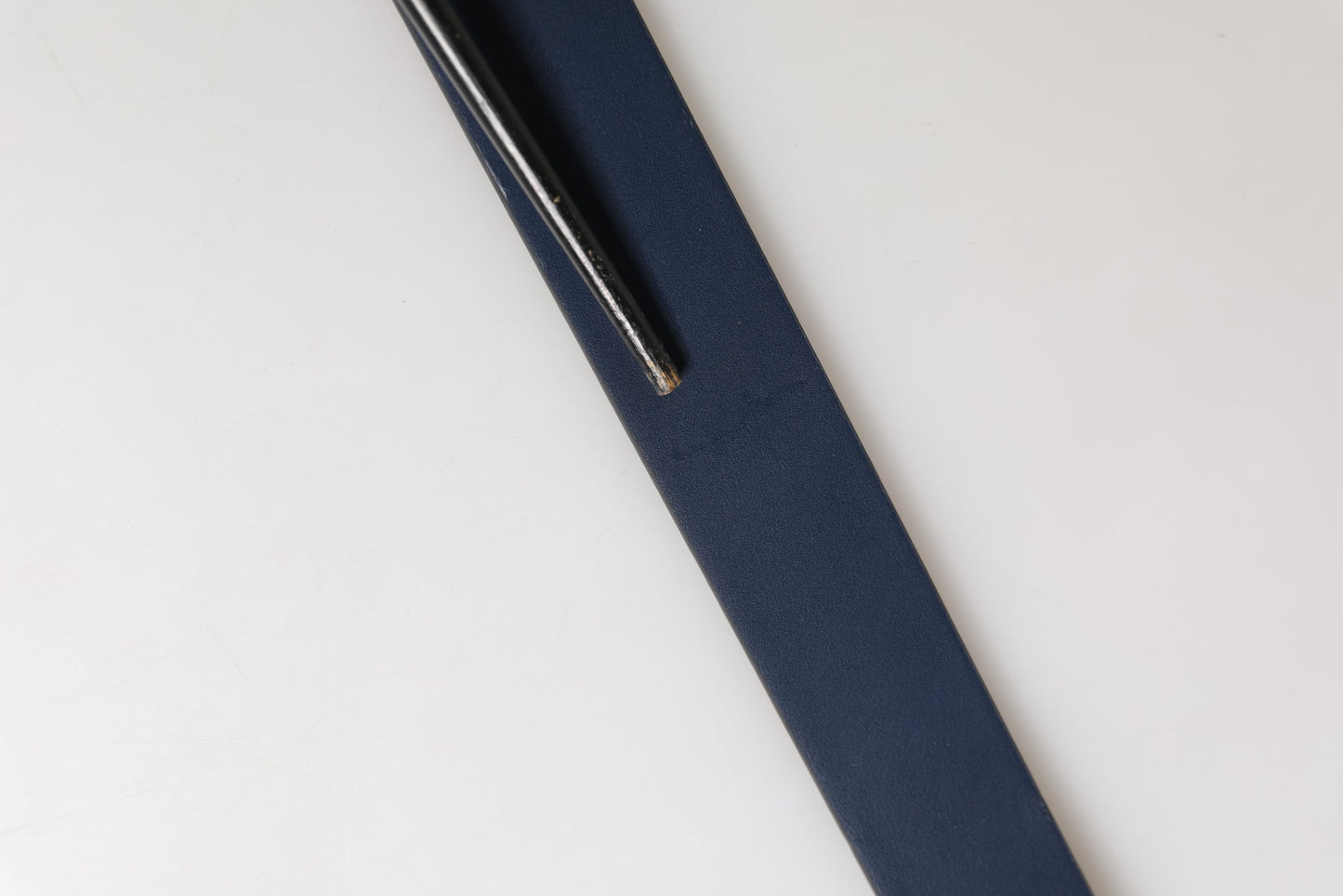 Men Blue Calf Leather Logo Metal Buckle Belt