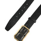 Men Black Leather DG Logo Metal Buckle Belt
