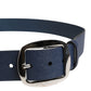 Men Blue Classic Leather Metal Buckle Belt