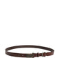Men Brown Classic Leather Logo Buckle Belt