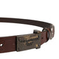 Men Brown Classic Leather Logo Buckle Belt