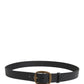 Men Black Classic Leather Metal Buckle Belt