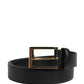 Men Black Classic Leather Metal Buckle Belt